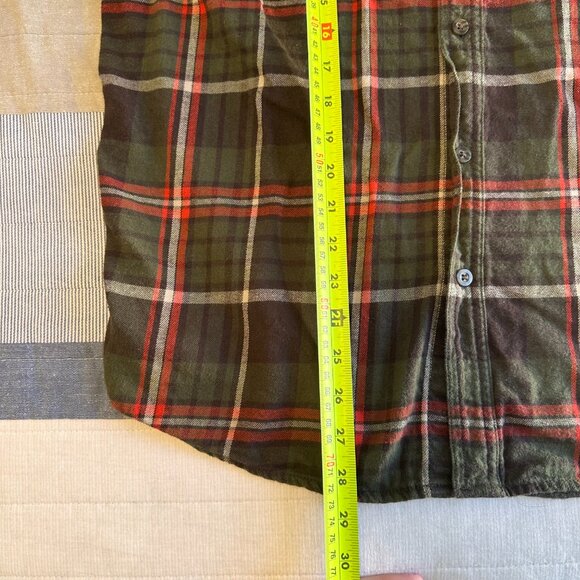 George Casual Button Down Mens Large Green & Red Plaid Rugged Flannel Shirt - Picture 5 of 5